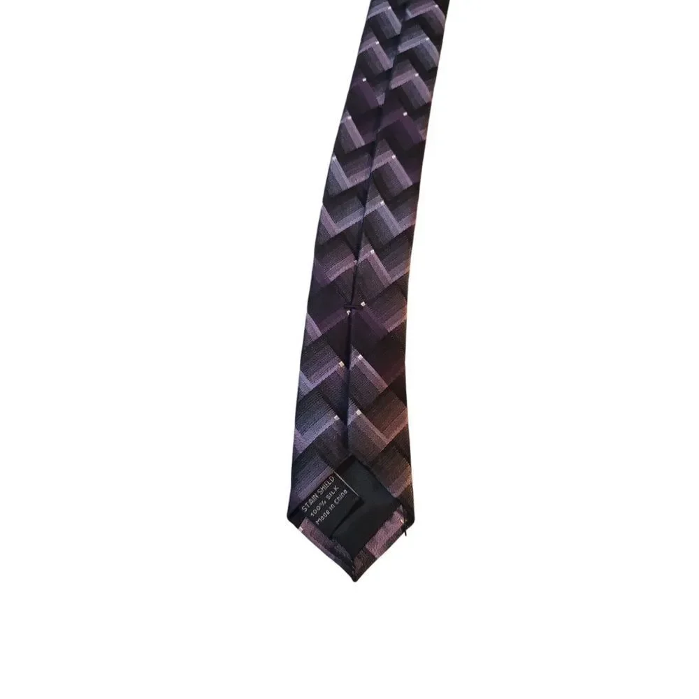 Van Heusen Purple Stain Resistant Hand‎ Made 100% Silk Men's Neck Tie Business